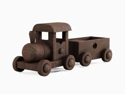 Wooden Toy Train Set 3D model purchase