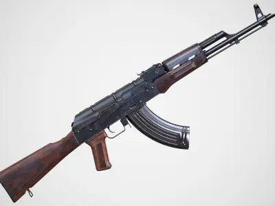 AK-47 rifle Low-poly 3D model 3