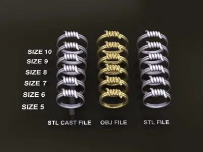 Wire Tie Knot Band Ring Mix Size 3D print model