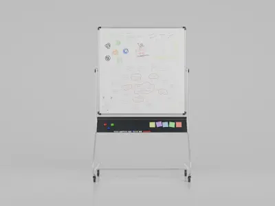 Customizable Double-Sided Metal Whiteboard Square Writing Board Low-poly 3D model