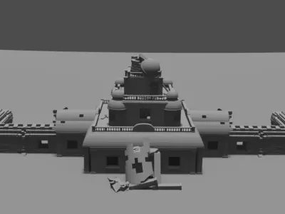Antique ruined temple 3D model