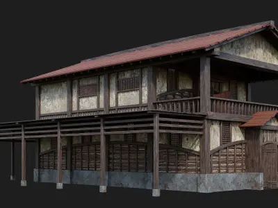 Medieval House Building 4K Textures GameReady 160 Low-poly 3D model