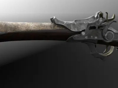 Flintlock Pistol Low-poly 3D model 5