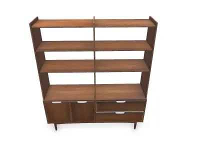 Old Wooden Bookshelf Low-poly PBR Low-poly 3D model