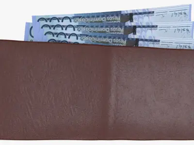 Dominican 2000 Pesos Wallet Money Purse 3D model