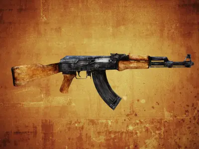 AK47 Assault rifle low poly  Low-poly 3D model