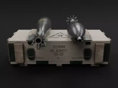 Game-Ready Mortar Bomb Military Box Pack Low-poly 3D model
