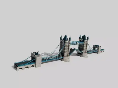 lowpoly London Tower Bridge with 4k textures Low-poly 3D model