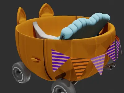 Halloween  pumpkin Car Free low-poly 3D model