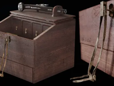 old gun with desk 3D model