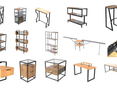 Industrial furniture and barbecues  50 projects 3D model