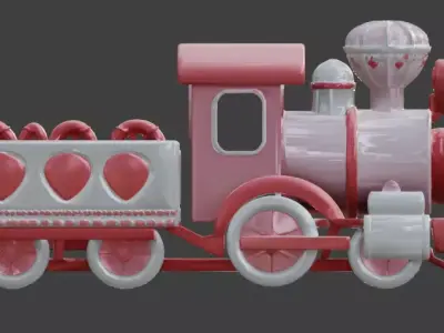 Stylized 3D Valentine  Train Model Low-poly 3D model purchase