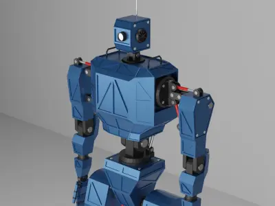 Industrial Piston Bot Character Low-poly 3D model