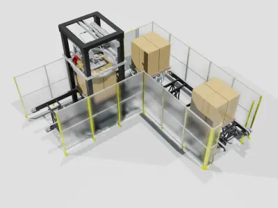 3D Palletizer Typer 1 - Wrapping  and Transfering  Low-poly 3D model
