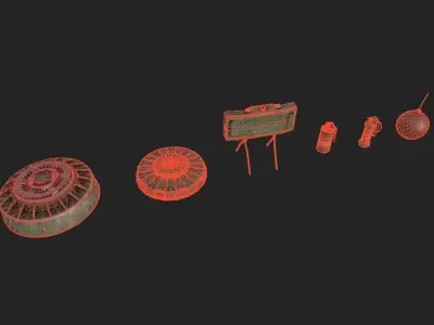 Military Props Pack Low-poly 3D model