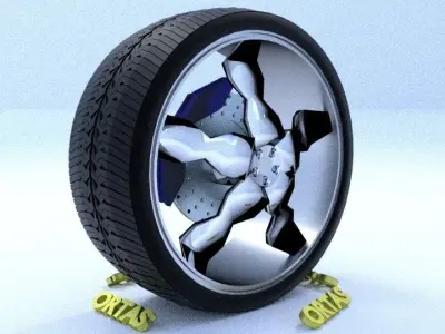 ORTAS CAR RIM 63 GAME READY RIM TIRE AND DISC 3D model