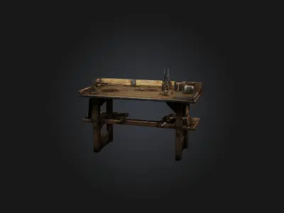 Realistic Crafting Table Model Low-poly 3D model