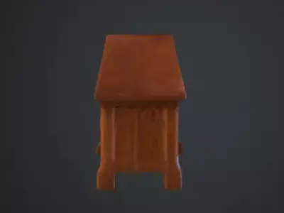 Gothic Wooden Bench Low-poly 3D model