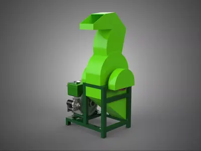 GREEN WOOD CHIPPER SHREDDER CRUSHER CUTTER MACHINE DIESEL ENGINE 3D model
