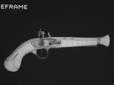 Flintlock Pistol Low-poly 3D model 9