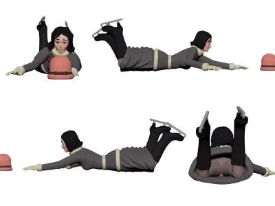 001306 fallen woman in skates with hat 3D model