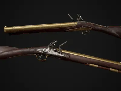 PBR Flintlock Blunderbuss Musket Low-poly 3D model