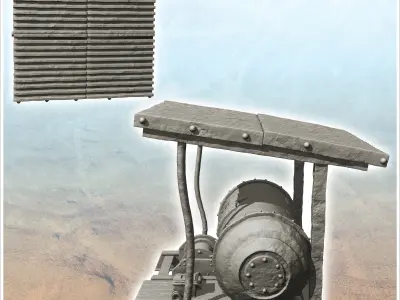 Station with tank under sheet metal roof -1- 3D print model