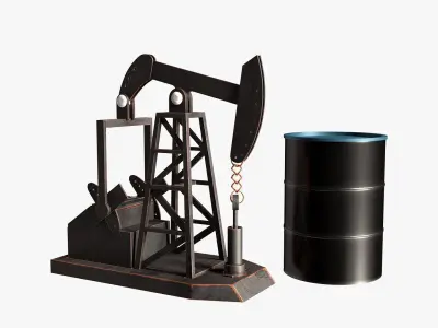 Oil Rig Miniature Low-poly 3D model