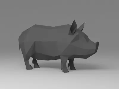 Pig Low Poly polygonal 3D model
