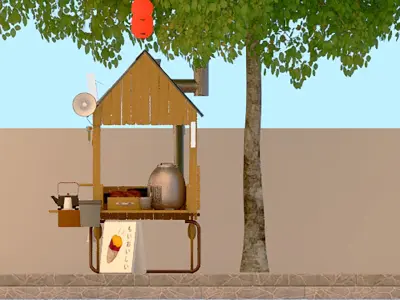 Baked sweet potato cart 3D model