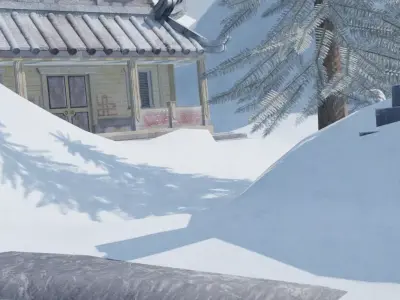 Snowy Mountain Village 3D model shop