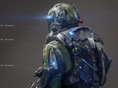 SCIFI - ASSAULT SOLDIER Low-poly 3D model