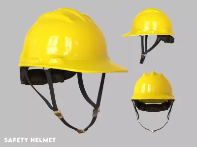 worker Safety helmet with belt Low-poly 3D model