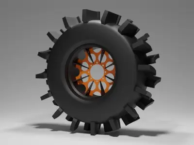 Paddy Tire and Rim 1 3D model