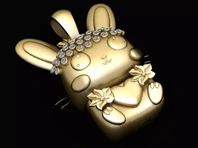 Diamond Bloom Bunny Charm 3D print model