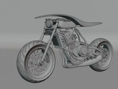 Modern Industrial Motorcycle Game-Ready 3D Model Low-poly 3D model
