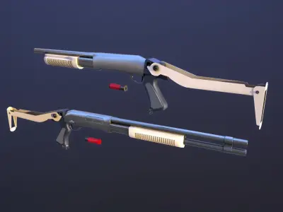CM352 Shotgun Game Ready 5 Textures Low-poly 3D model Low-poly 3D model