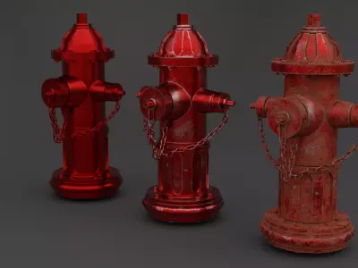 Fire Hydrant Game Ready Clean And Dirty Textures Low-poly 3D model