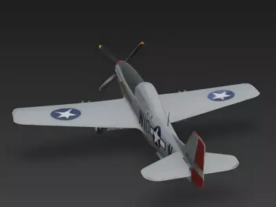 American P-51 Mustang Fighter 3D Model Low-poly 3D model