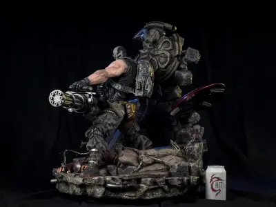 CROSSBONES statue of man holding gun 3D print model