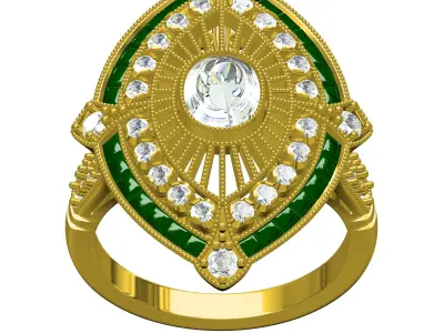 Antique Art Deco Engagement Ring for Women 3D print model