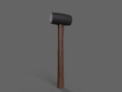 PBR Rubber Mallet Hammer Wood3 Low-poly 3D model