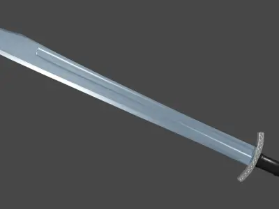 Grossmesser sword with Caroling handle Low-poly 3D model