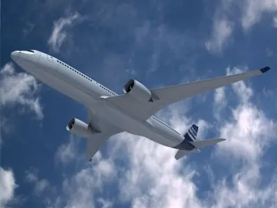 Airbus A350-900 commercial aircraft Low-poly 3D model