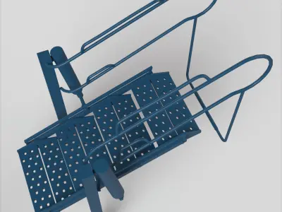 Stair ladder with two steps Low-poly 3D model