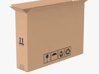 Cardboard Box 50x10x35 Half Open 3D model