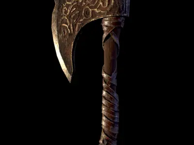 HIE Game Ready Viking Axe D180212 Low-poly 3D model