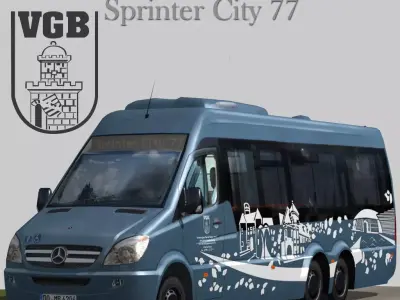 Mercedes bus 77 VGB Low-poly 3D model