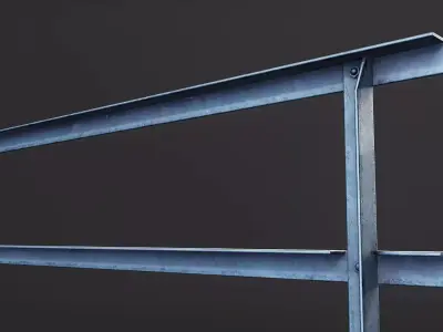 Modular Metal Guardrail Set Low-poly 3D model