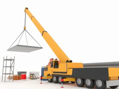 Collection building machinery and materials Stylized lowpoly Low-poly 3D model